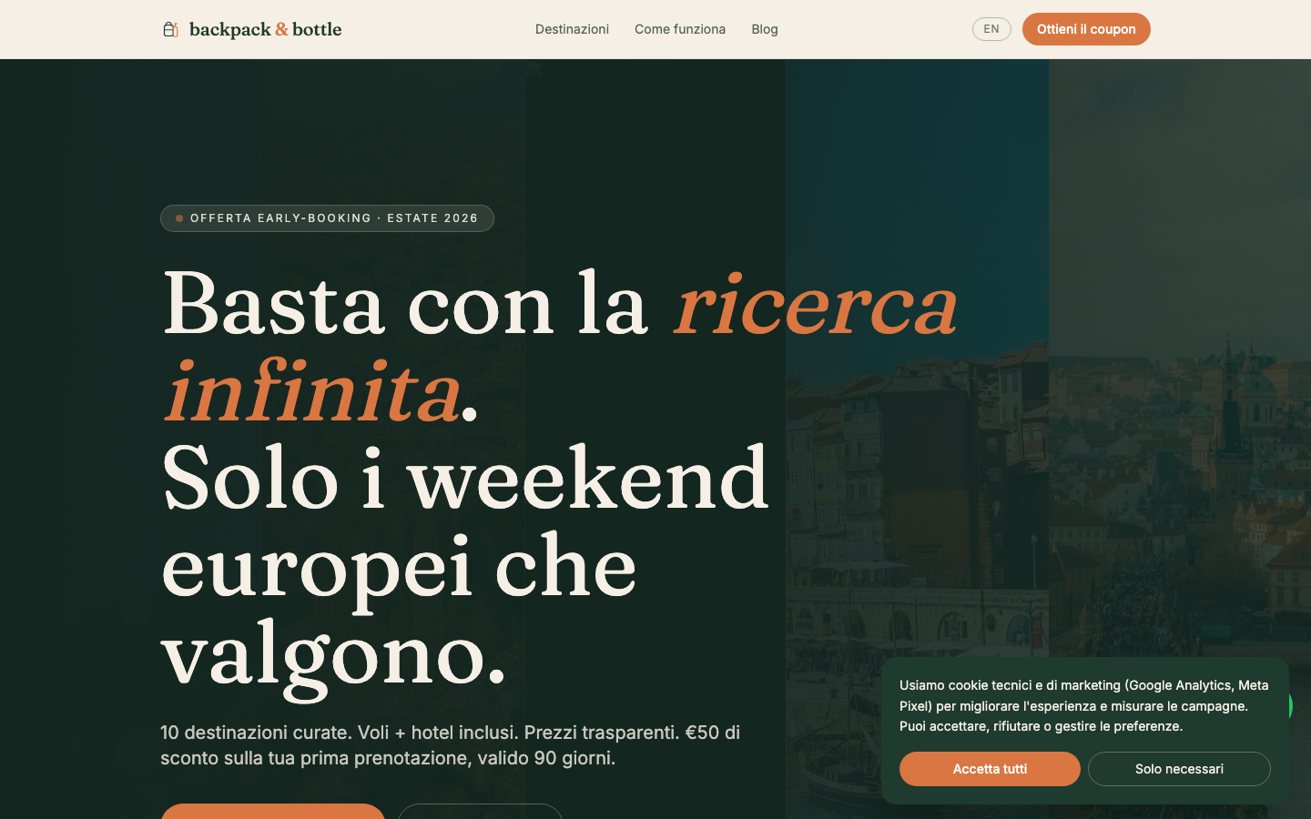 Backpack & Bottle — campaign landing page